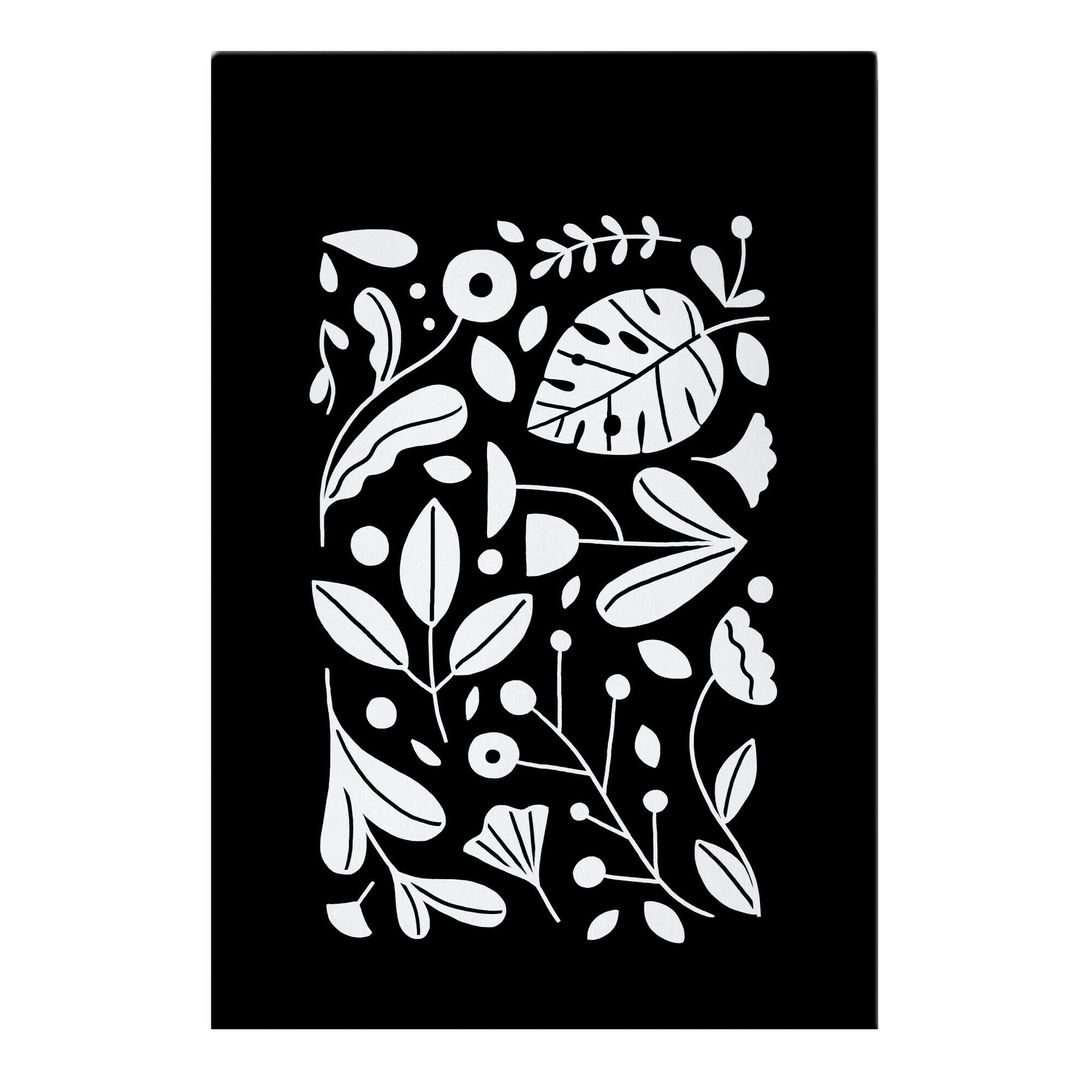 Black and White Plant Pattern Garden Flag